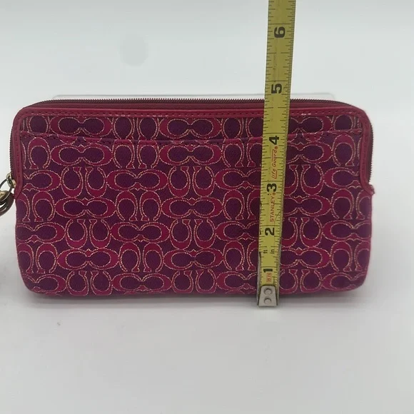 COACH F50282 Poppy Pink - Purple Wristlet - Wallet - Signature C Jacquard - Picture 5 of 8